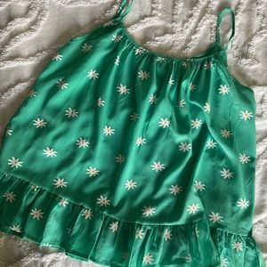Cute summer daisy tank, Kelly green L